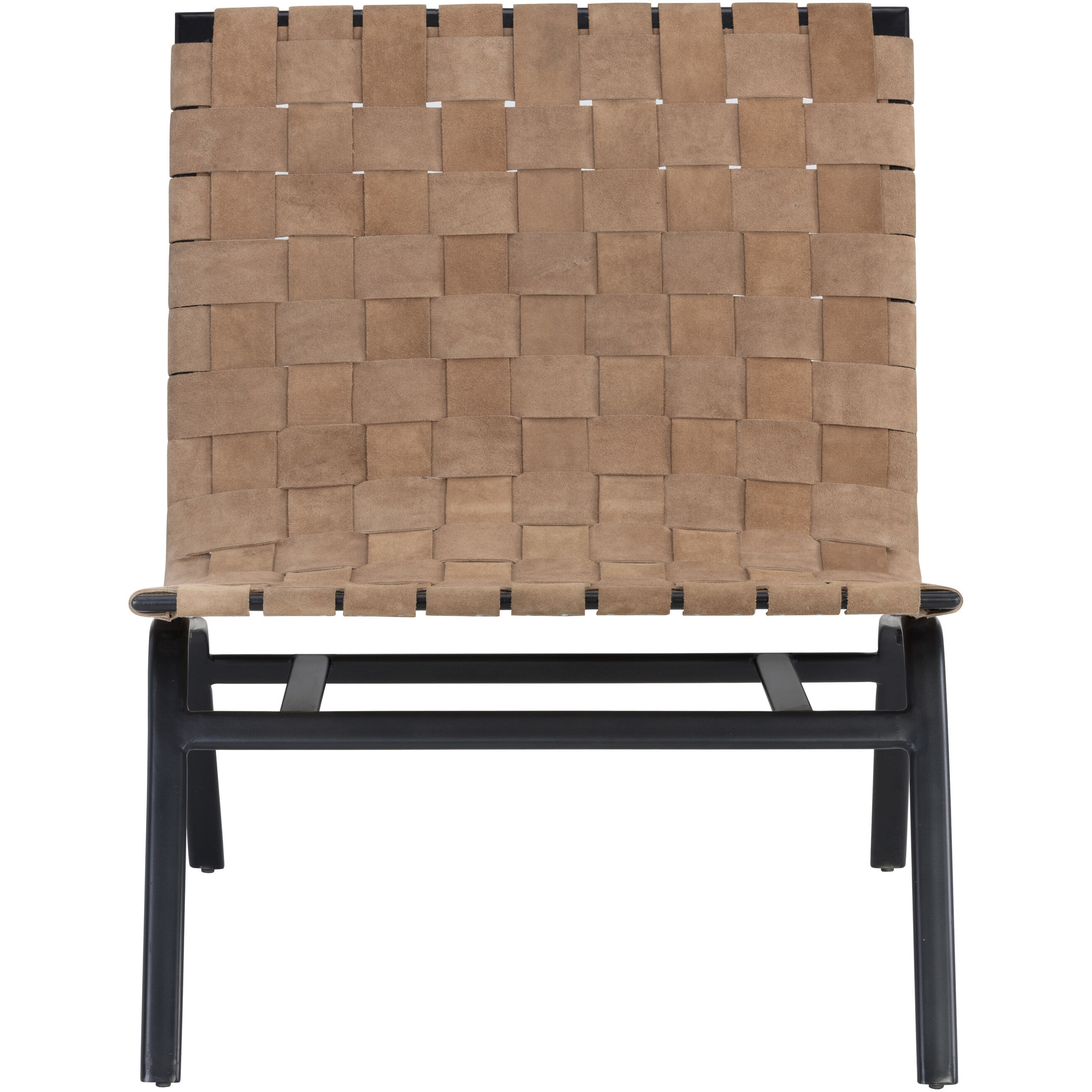 Omari Suede Light Tan Leather Lounge Chair